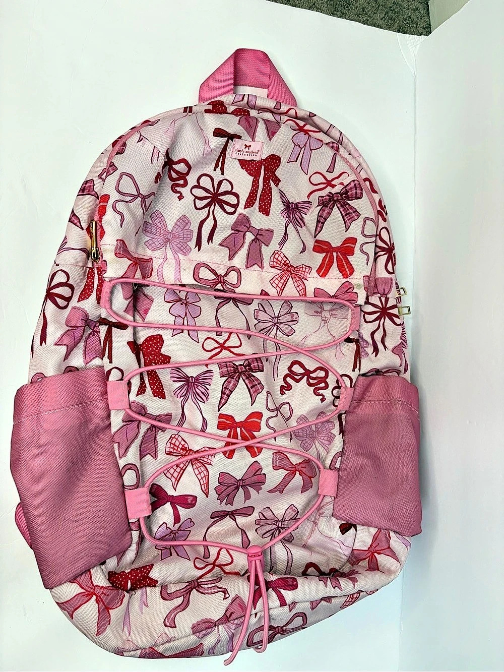 Simply Southern Pink Bows School Backpack Floral Pink & Red
